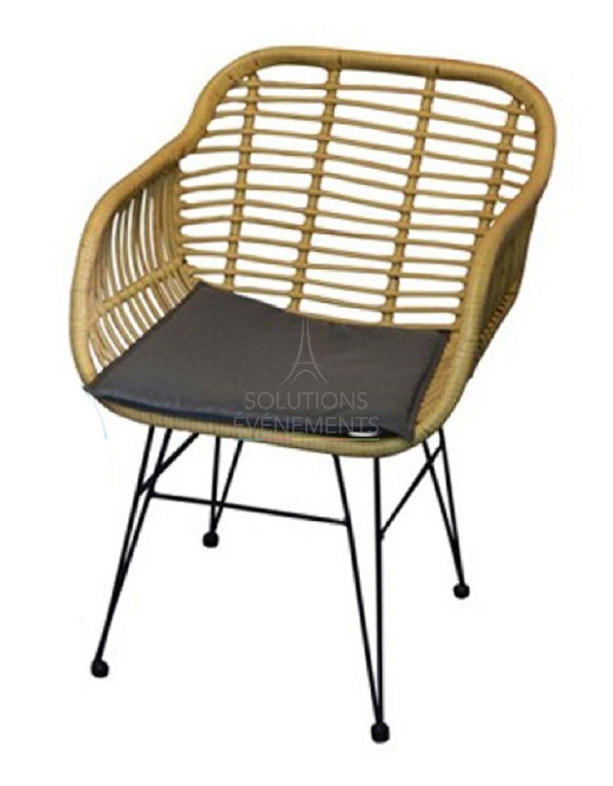 Rental of natural wicker and rattan style armchairs