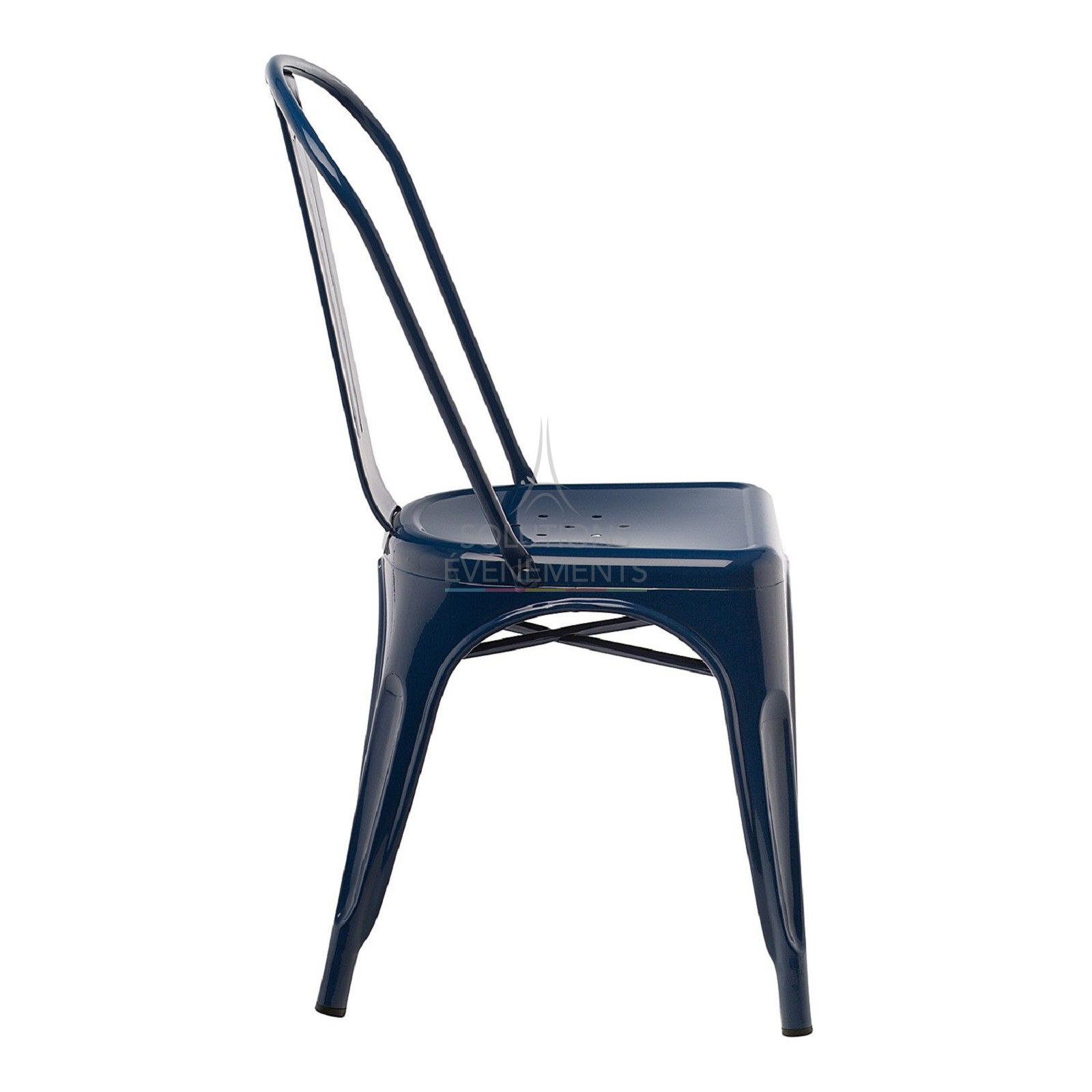 Navy blue industrial tolix chair - Visual 2