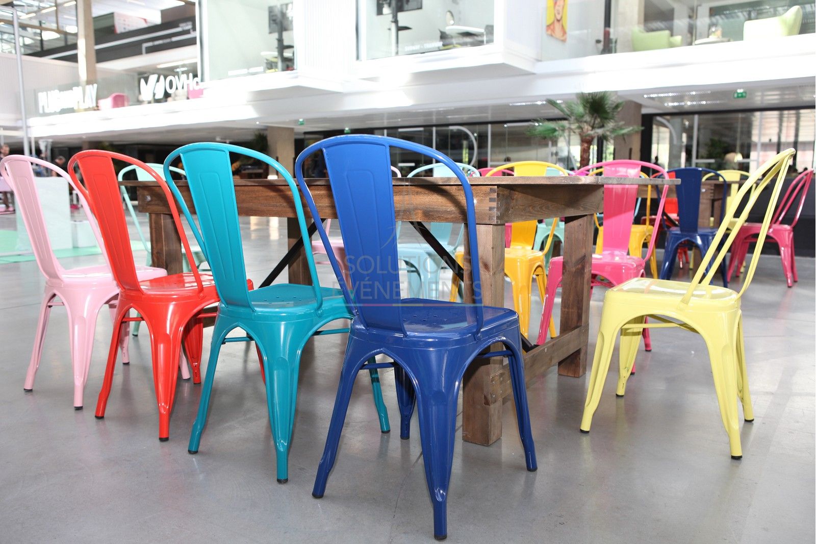 Navy blue industrial tolix chair - Visual 5