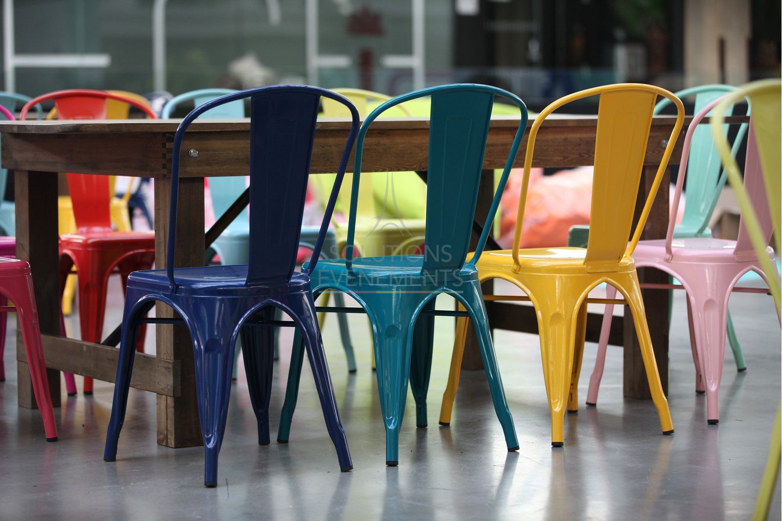 Navy blue industrial tolix chair - Visual 6