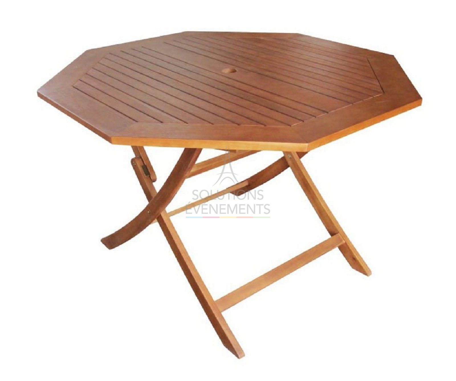 Rental of folding acacia table 120cm