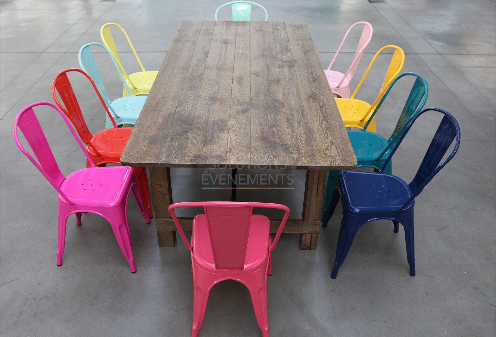 Orange industrial tolix chair - Visual 4