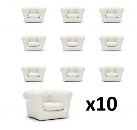 pack 10 fauteuils chesterfield gonflable blancs