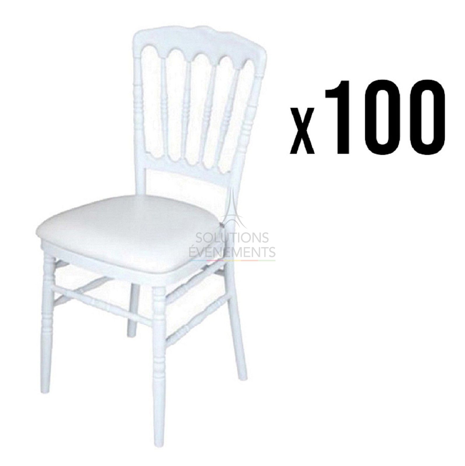 Rental of 100 white recyclable Napoleon chairs with white seat