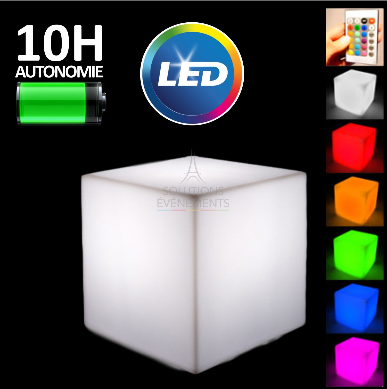 Location Cube lumineux multicolore 7 x 7 x 7 cm - Options