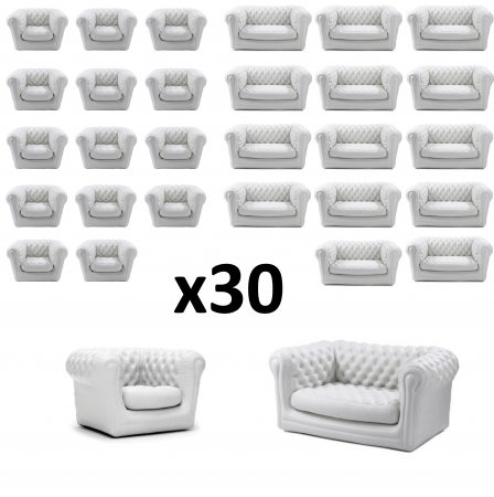 pack 30 canapes et fauteuils chesterfield gonflables blancs