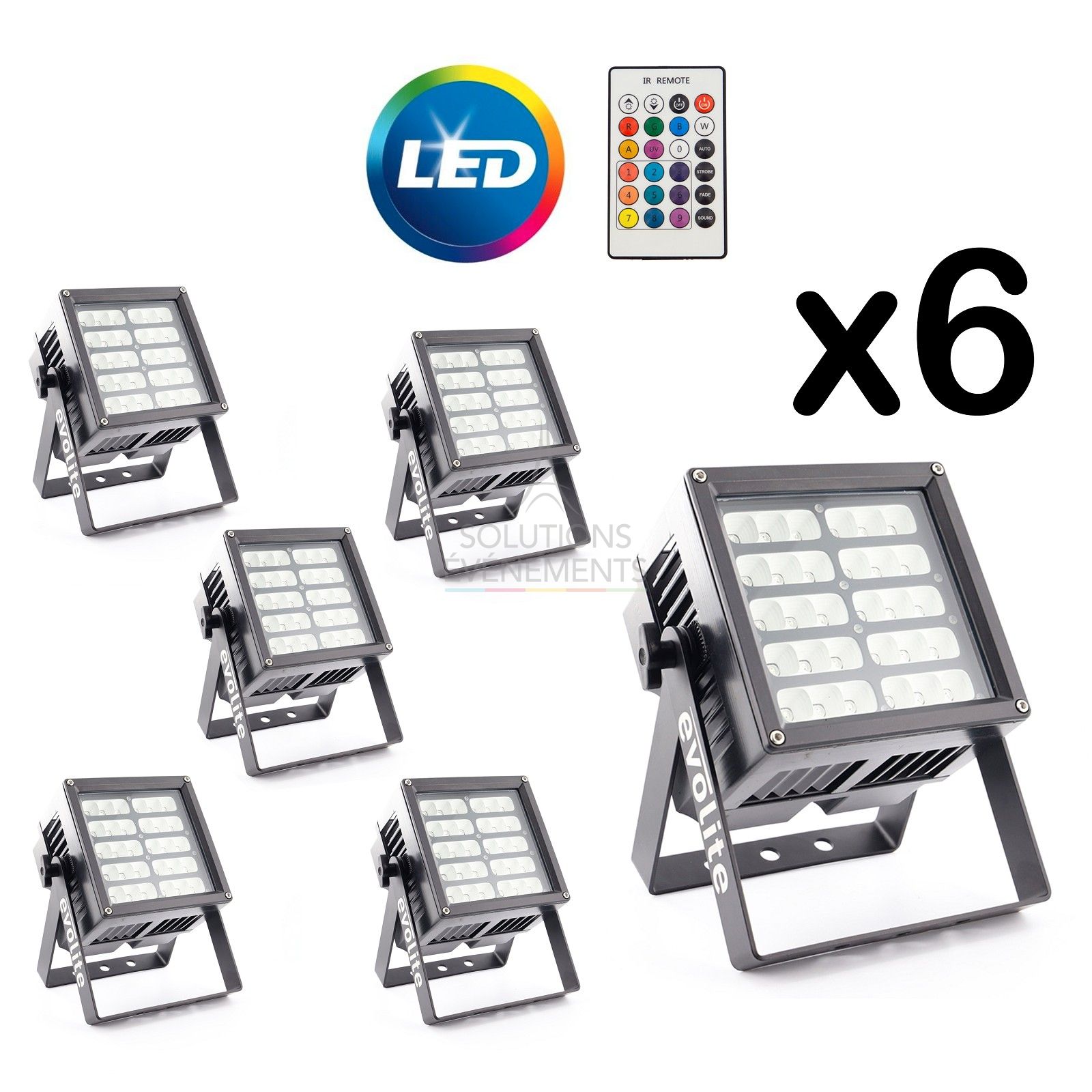 Location de 6 projecteurs LED 30x5W intérieur et extérieur
