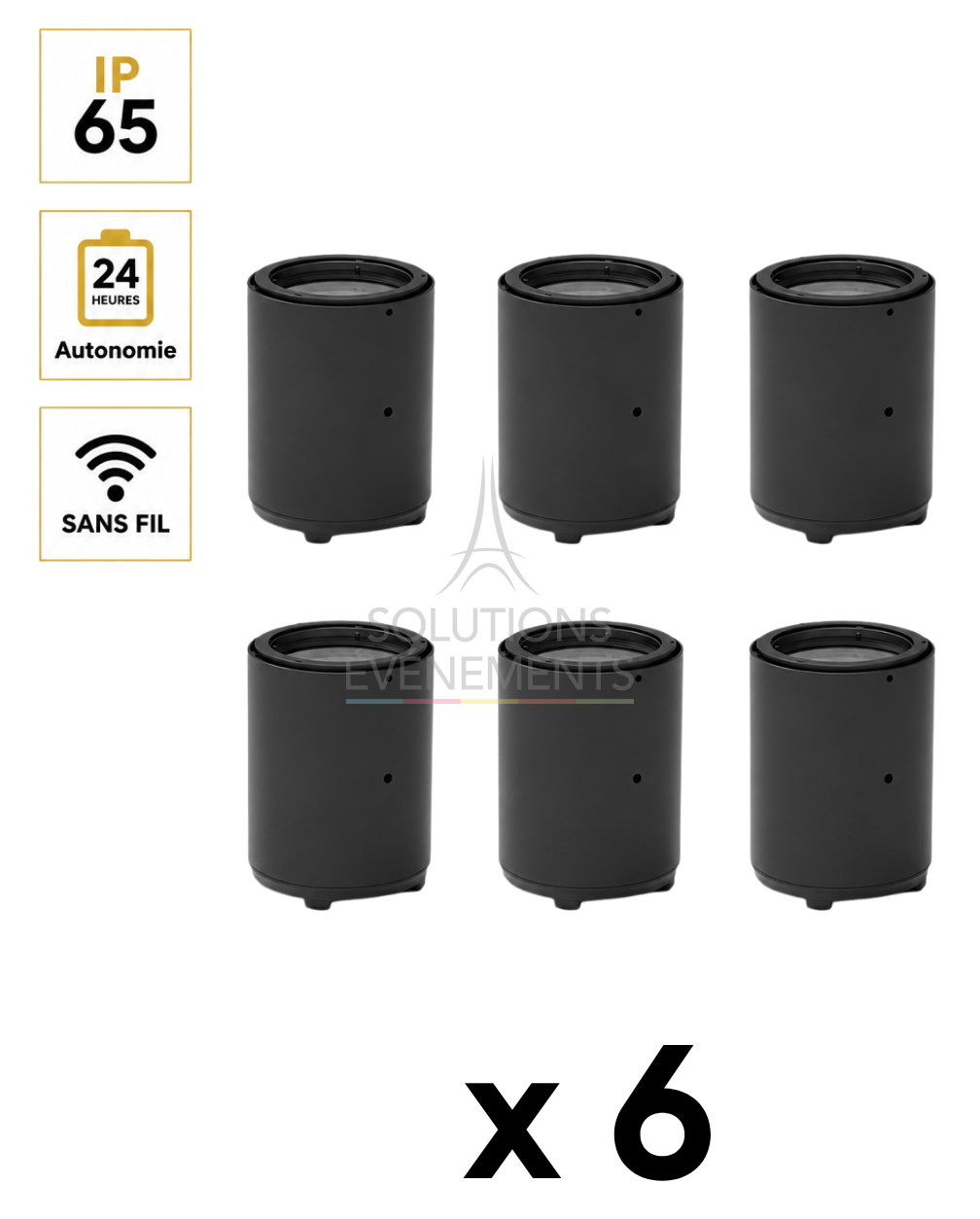 Rental pack of 6 Alcor IP65 self-contained spotlights