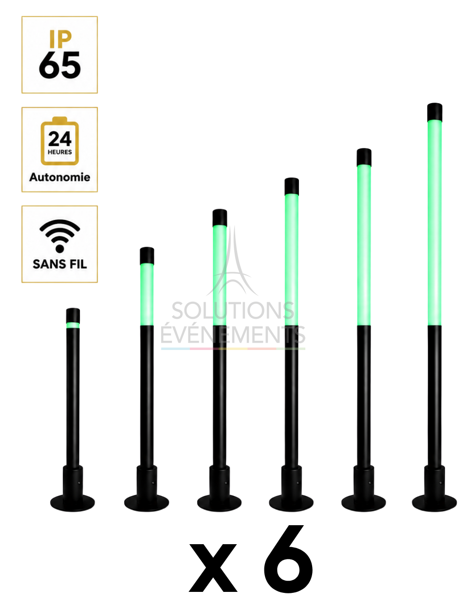 Rental pack of 6 extendable Vader Alcor light tubes