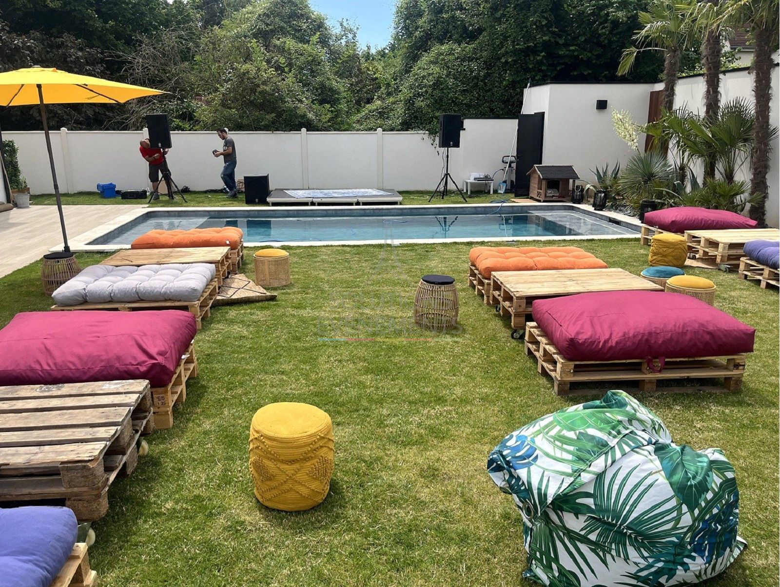 Pallet bench - Orange cushion - Visual 4