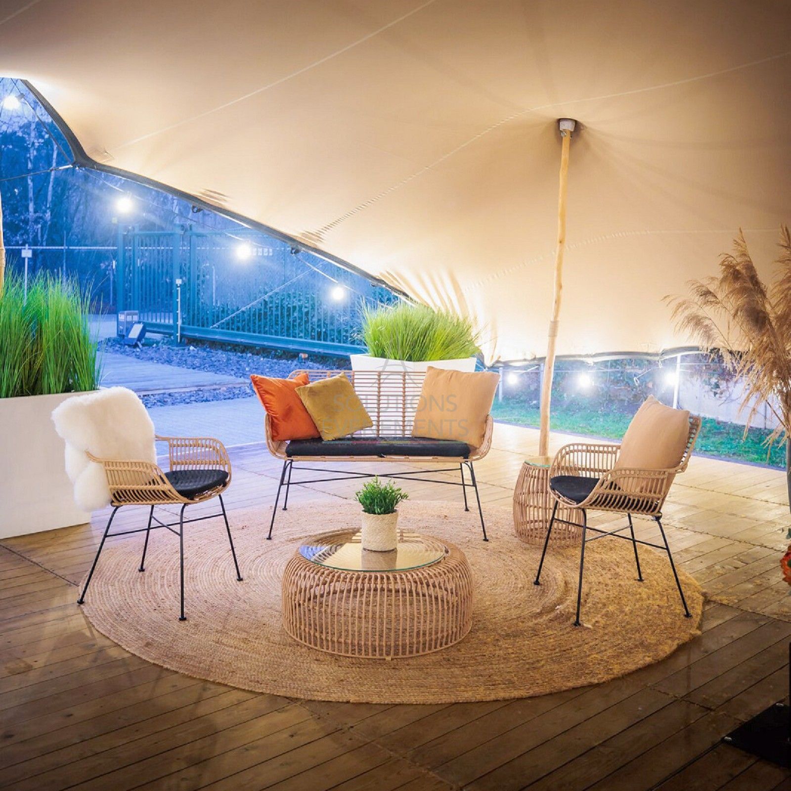 Palm Rattan armchair with cushion - Visual 2