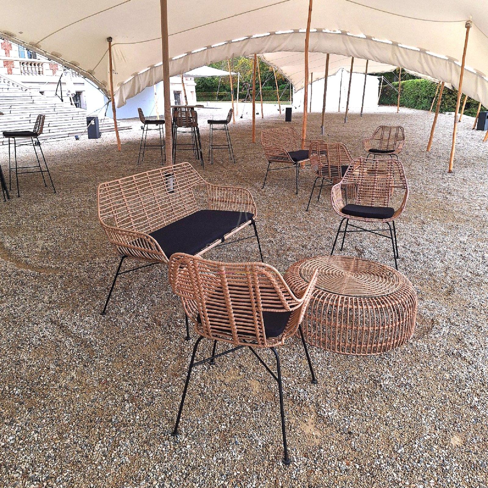 Palm Rattan armchair with cushion - Visual 6