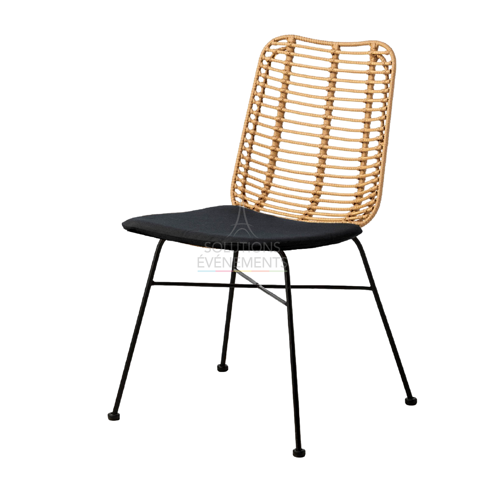 Palm rattan chair rental with cushion