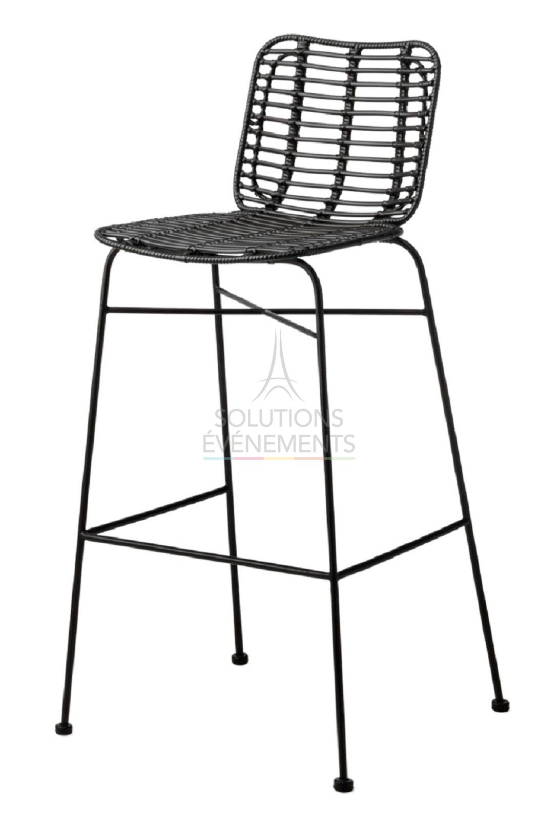 Location de chaise de bar en rotin noir