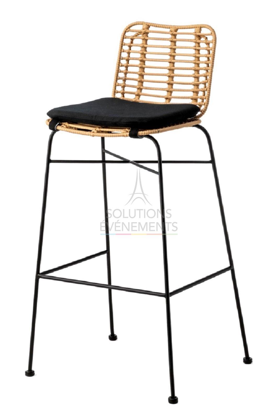 Location chaise haute Palm rotin avec coussin