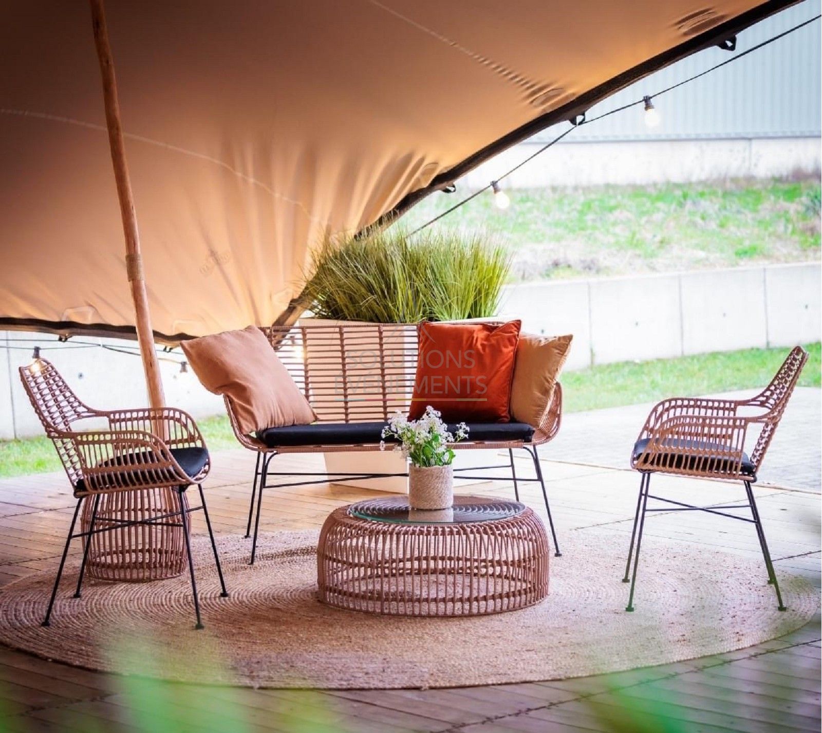 Palm Rattan Sofa / Bench - Visual 5