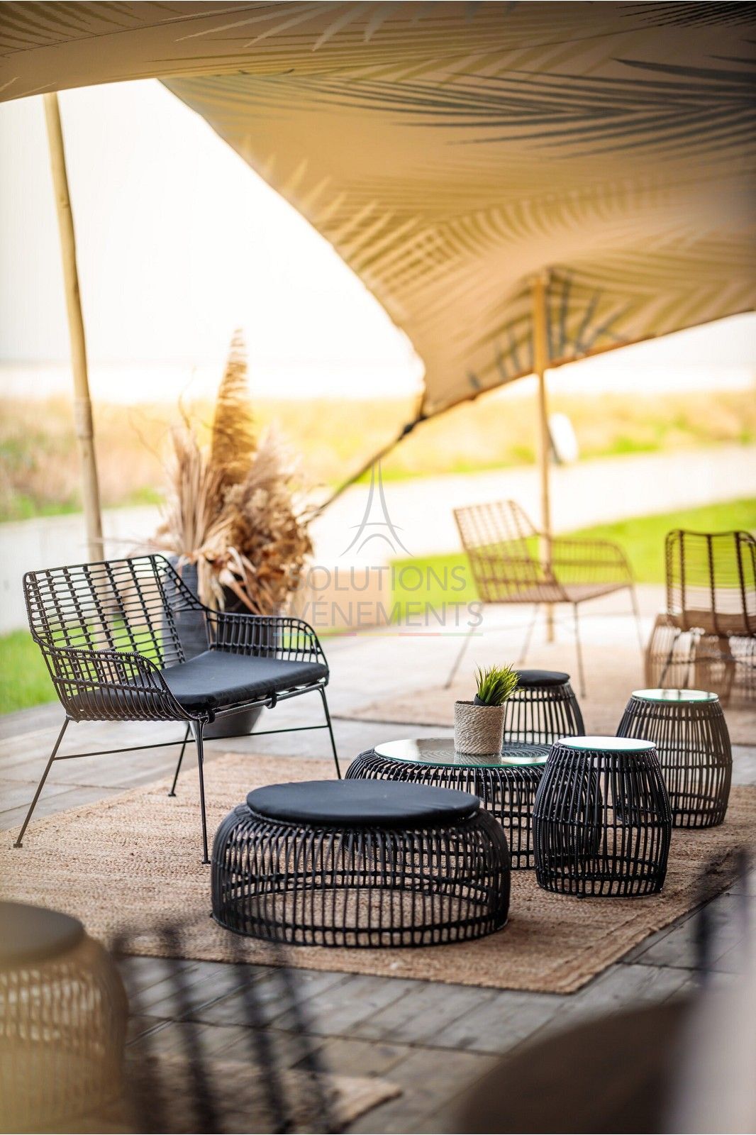 Palm Rattan Sofa / Bench - Visual 3