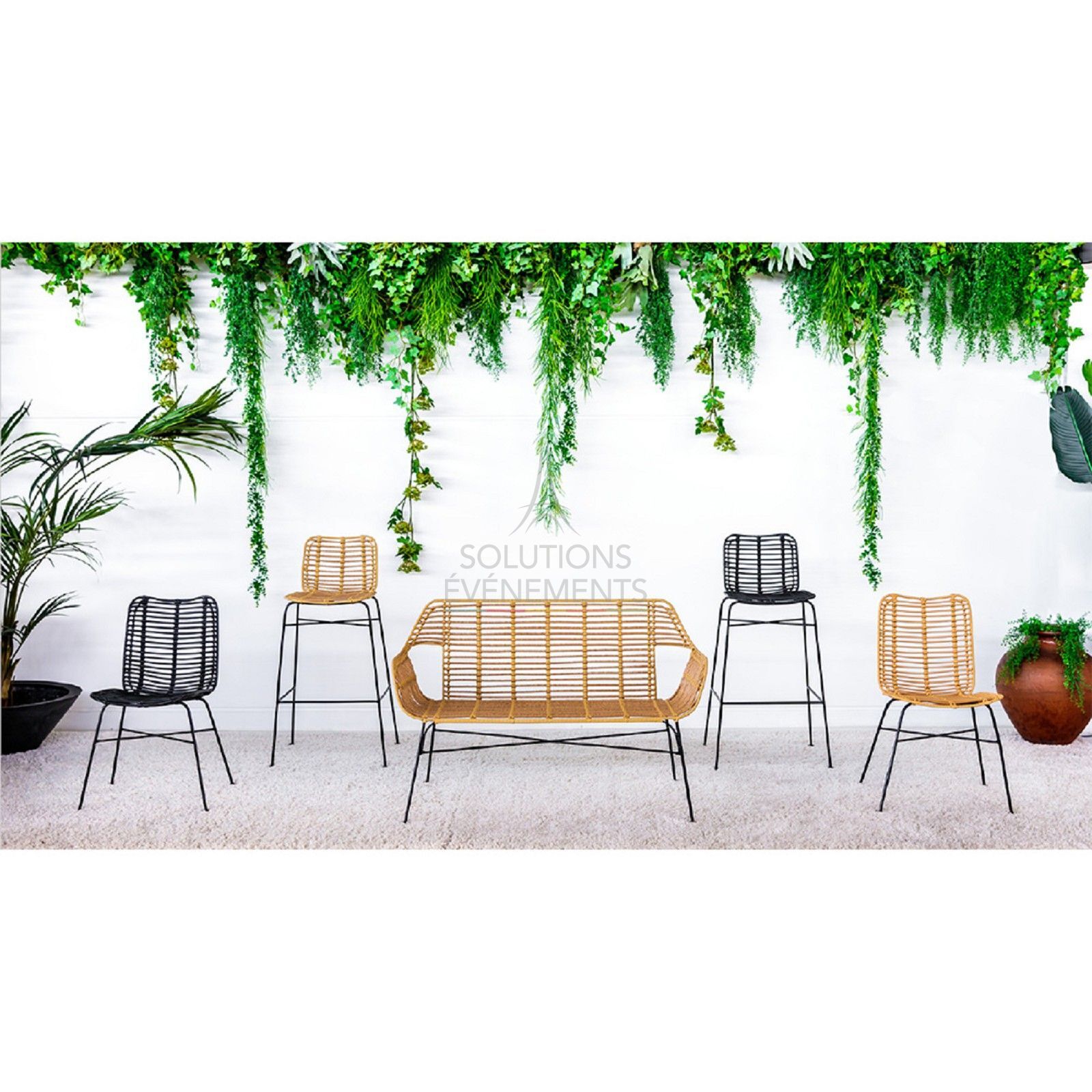 Palm Rattan Sofa / Bench - Visual 6