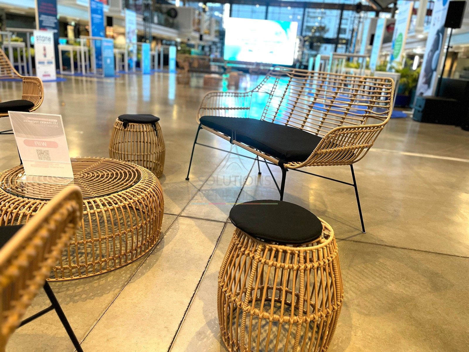 Palm Rattan Sofa / Bench with cushion - Visual 5