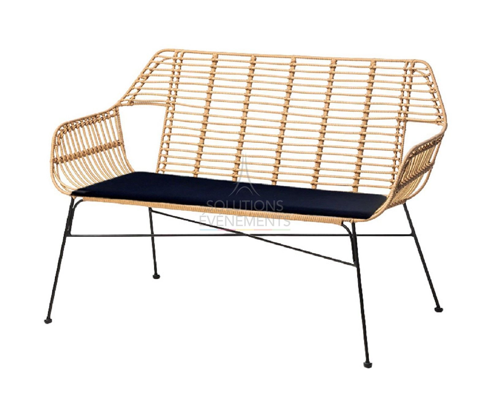 Location Canapé / banc Palm Rotin avec coussin
