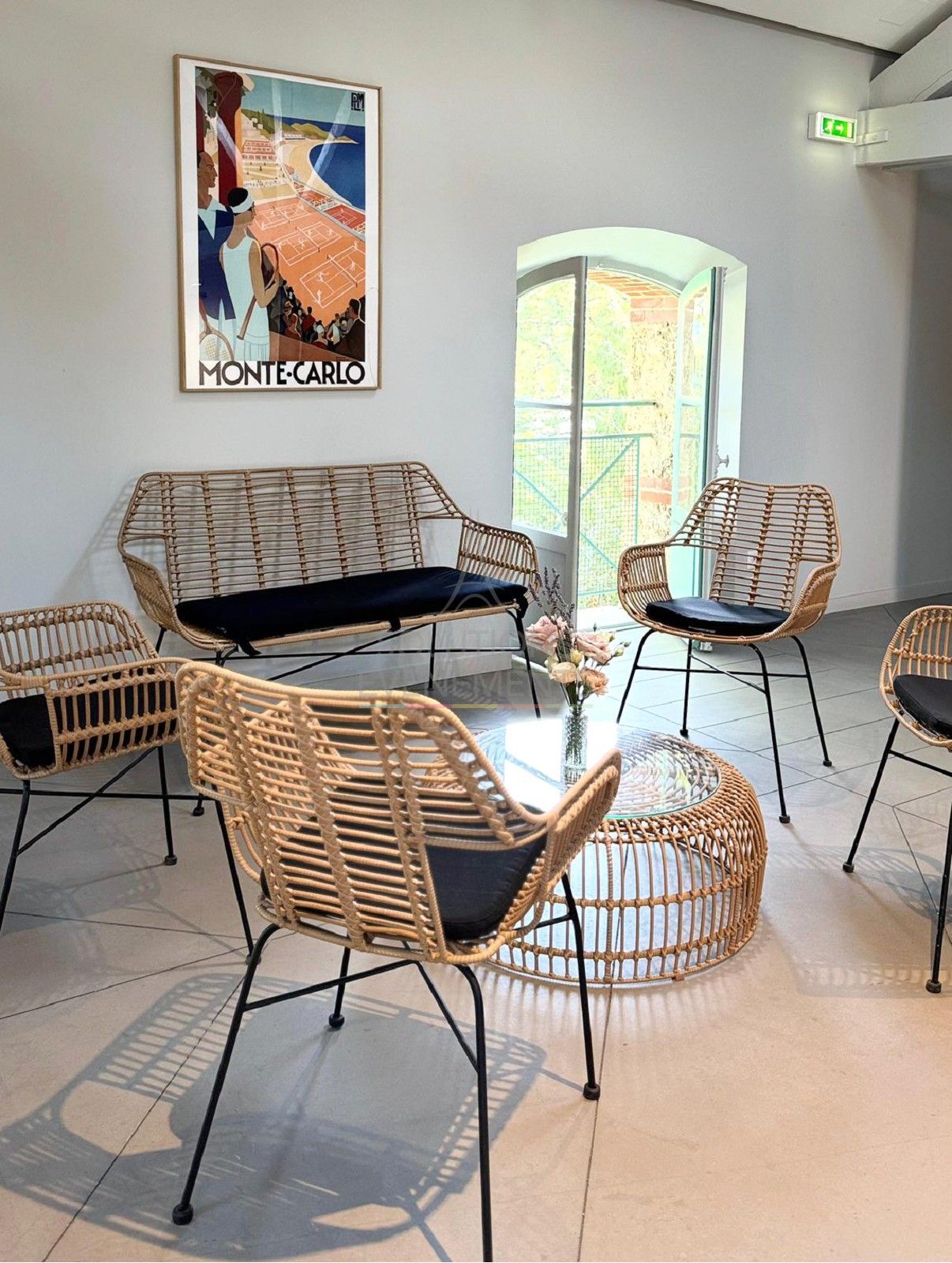 Palm Rattan Sofa / Bench with cushion - Visual 6