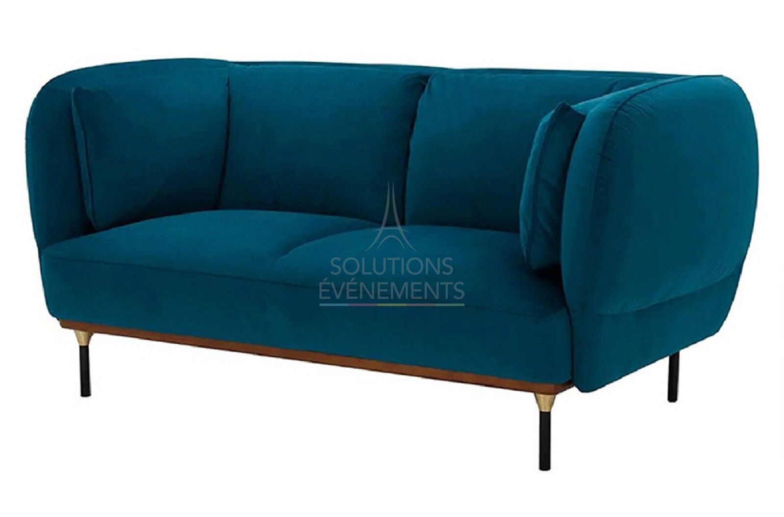 Rental of 2-seater sofa in blue velvet