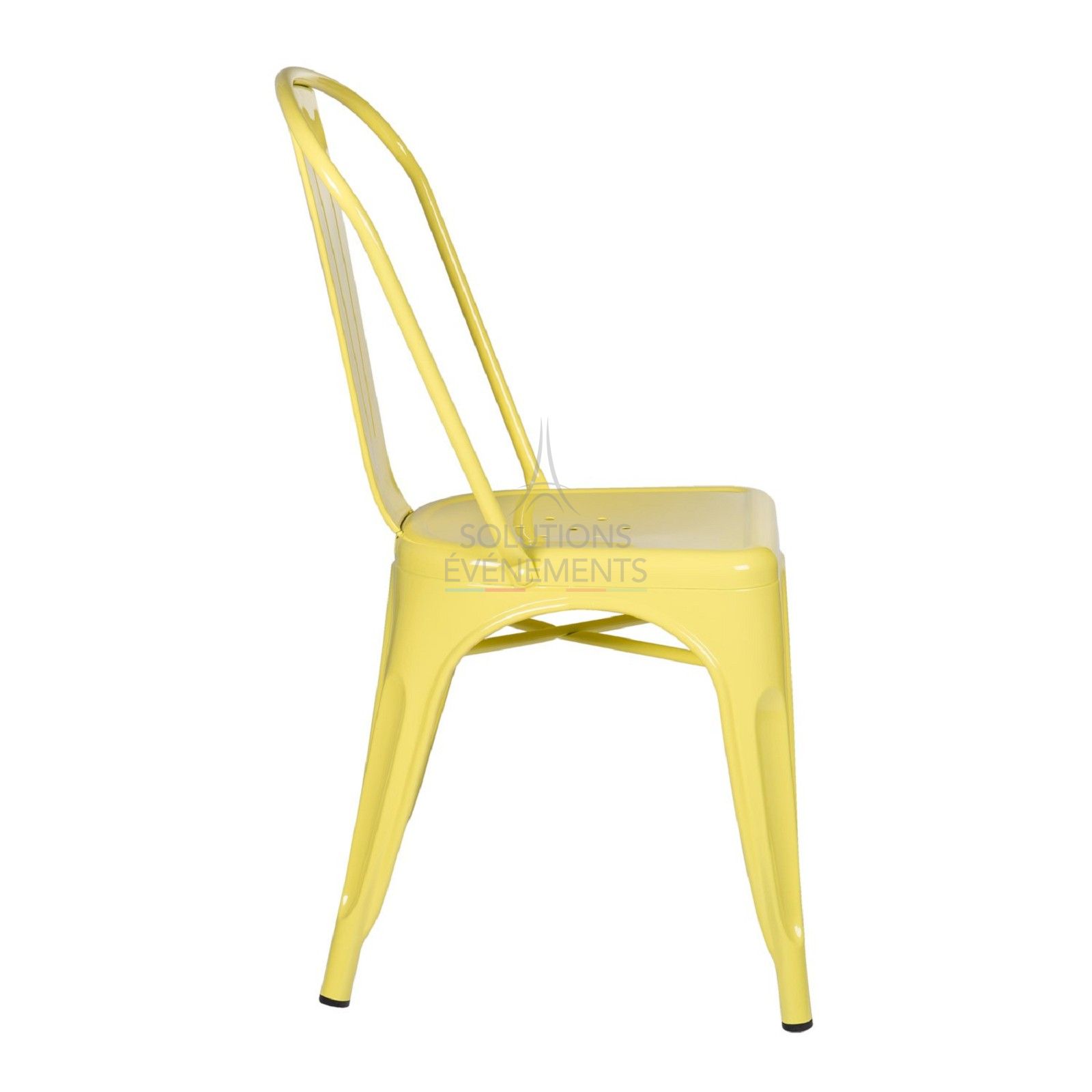 Pastel yellow industrial tolix chair - Visual 2