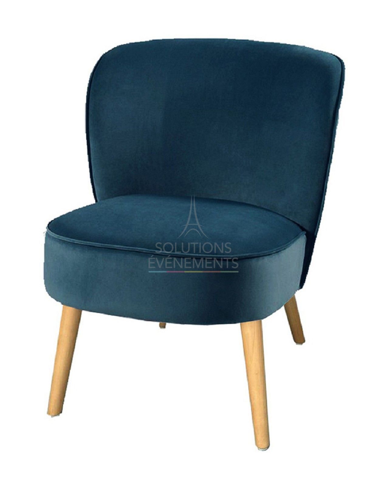 Location fauteuil bas crapaud en velours bleu