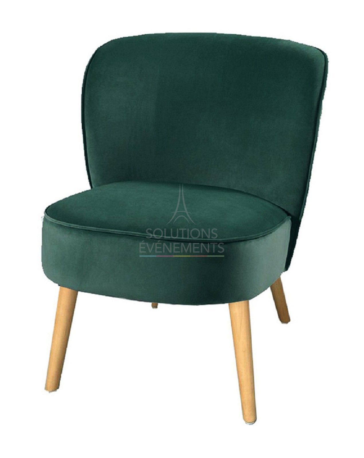 Location fauteuil bas crapaud en velours vert foncé