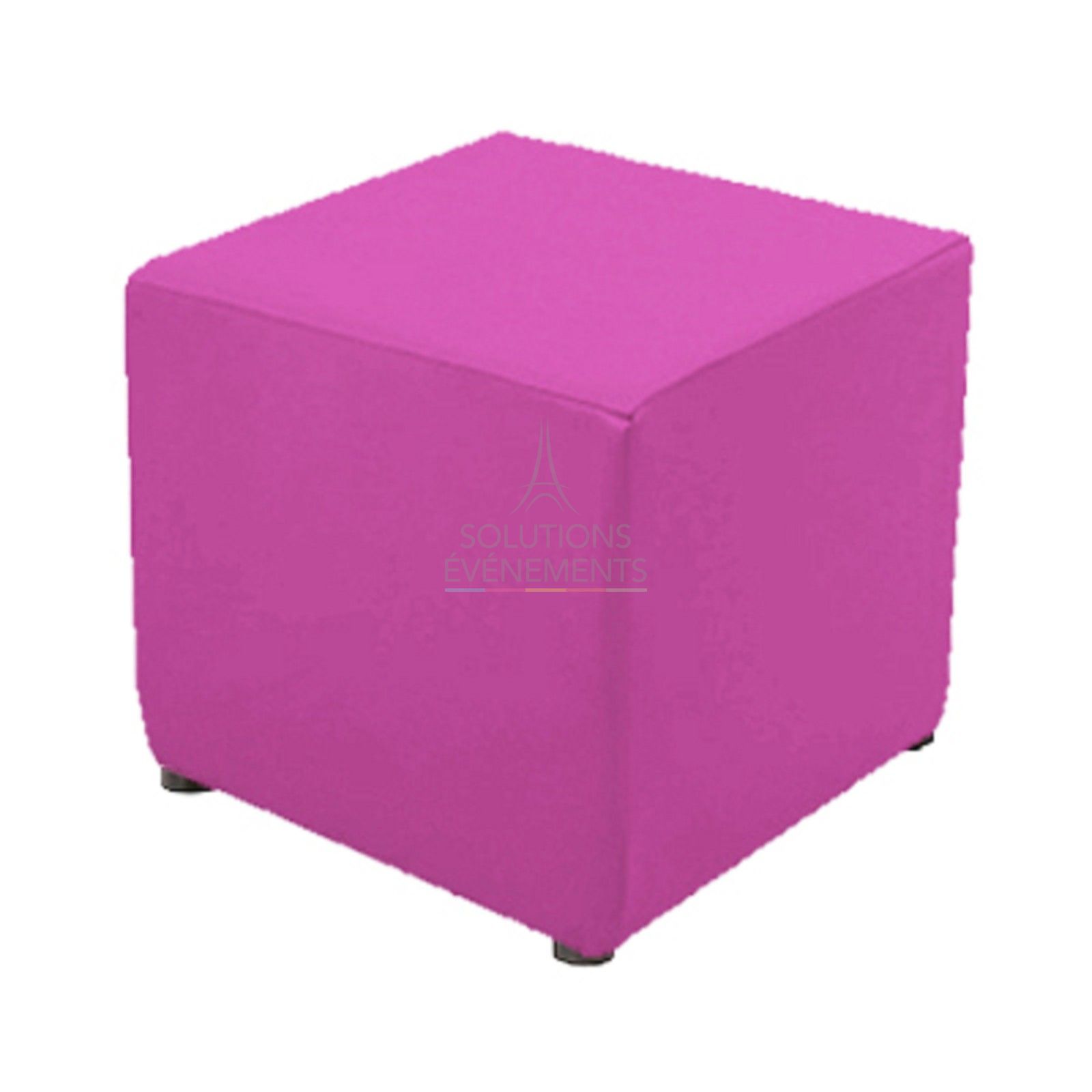 Location de pouf rose en simili cuir pour événement