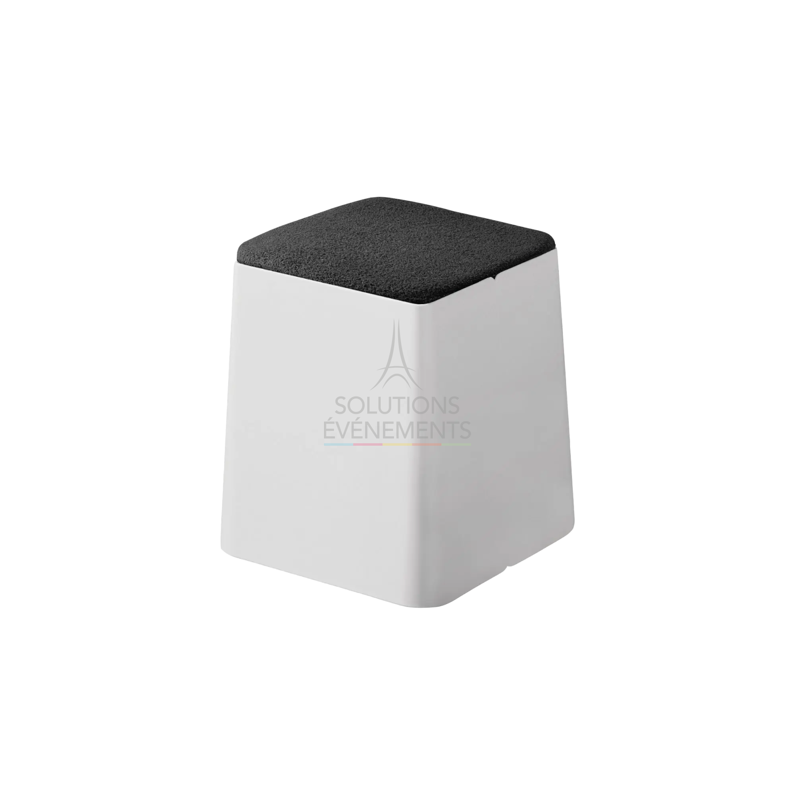 Location pouf blanc avec coussin noir