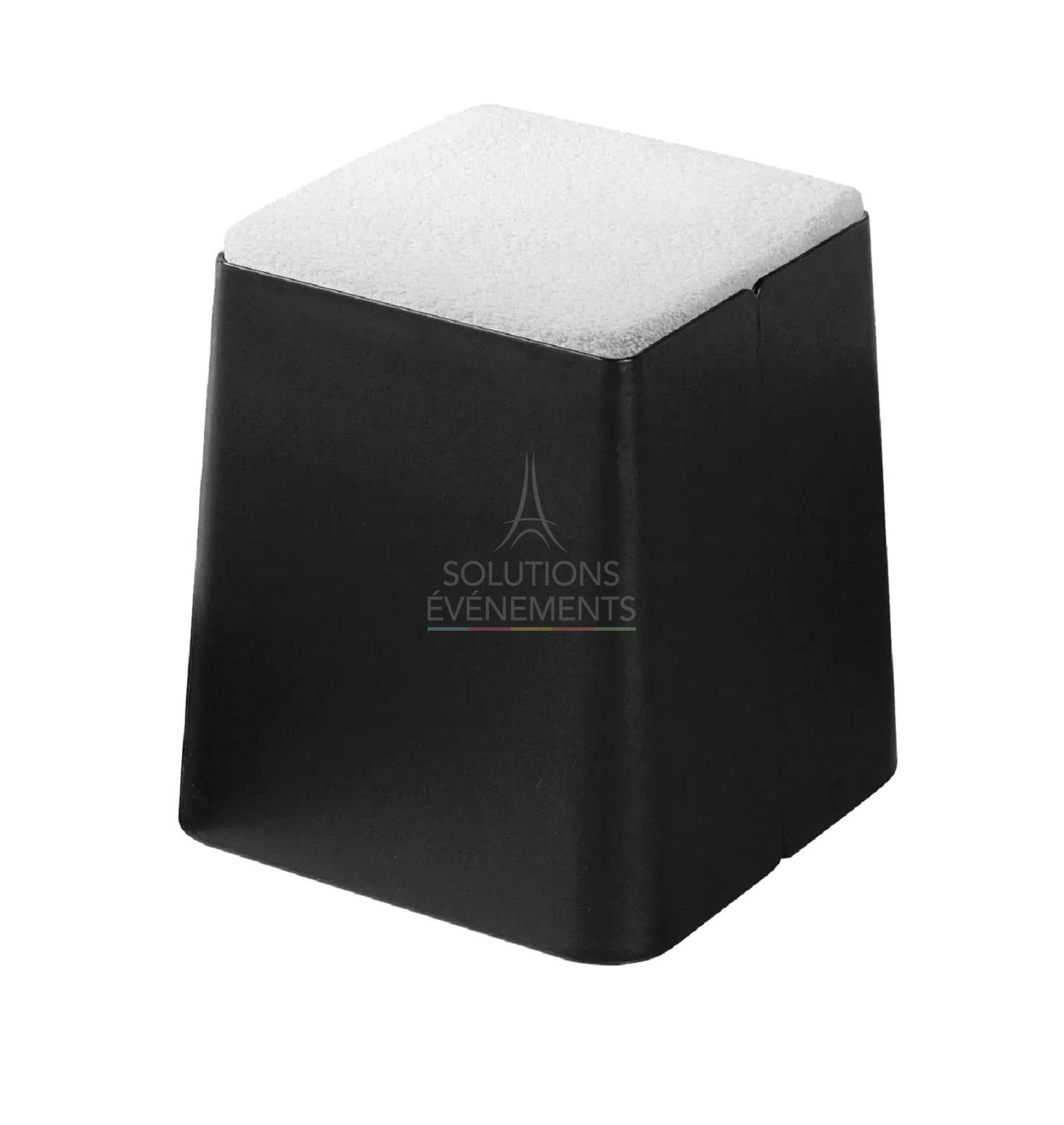 Location pouf noir avec coussin blanc