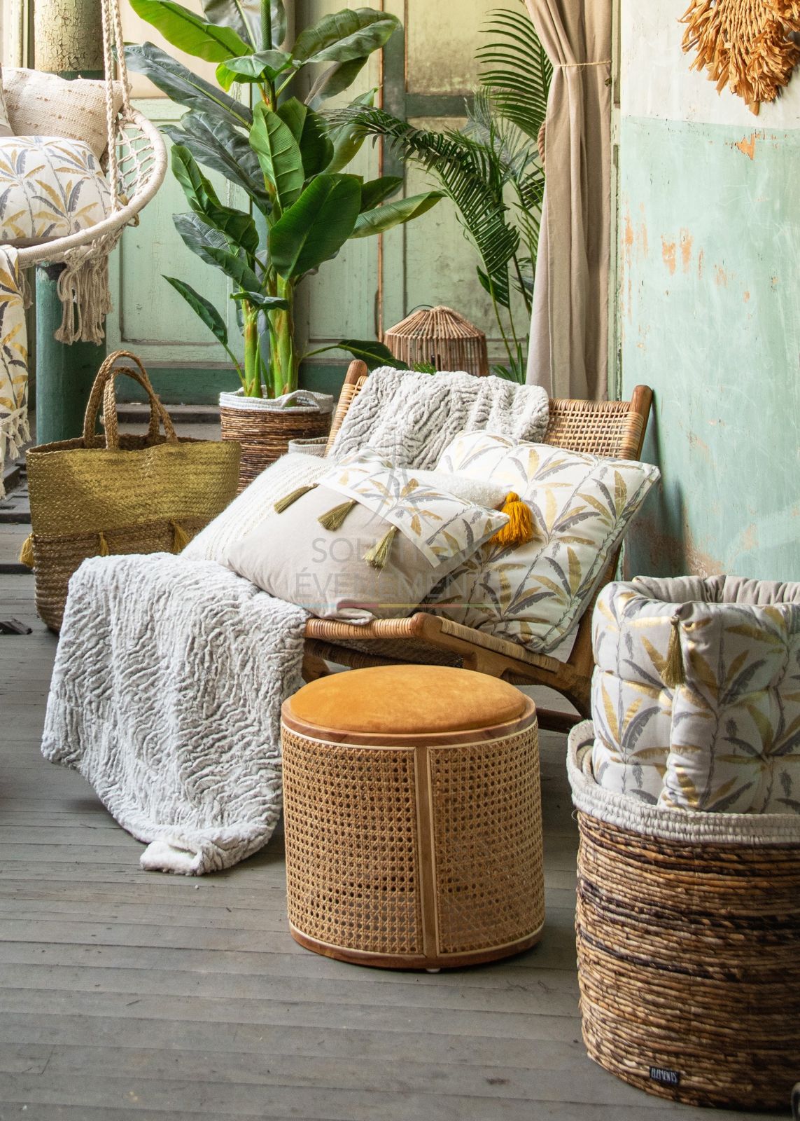 Pouf Cannage Moutarde - Visuel 2