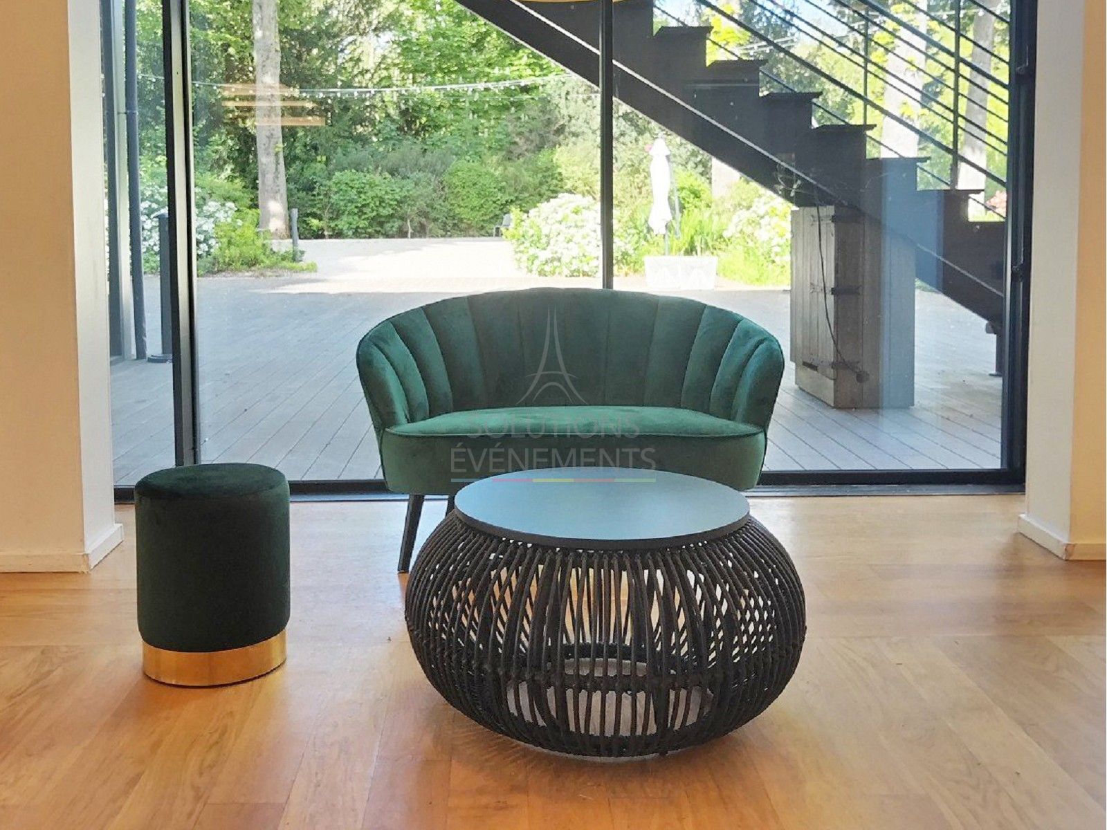 Pouf Leonor velours vert - Visuel 3