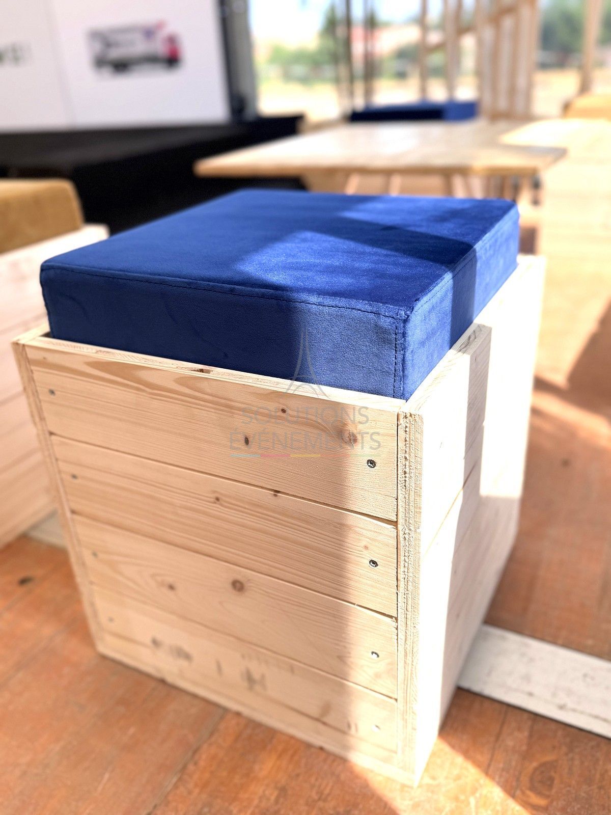 Pouf Senlis - Velours Bleu - Visuel 3