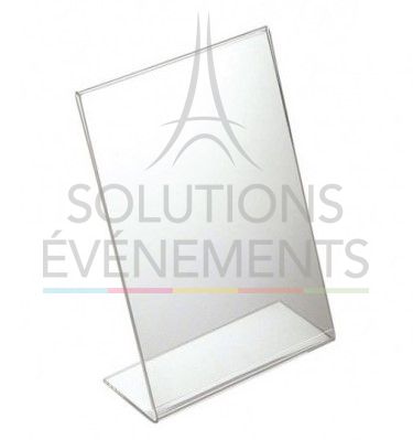 support de table en Plexiglas® Pack unique DIN A7 Transparent VITAdisplays® Présentoir publicitaire en L en format portrait 