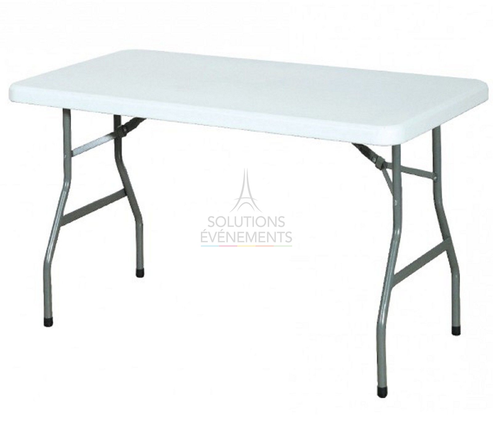 Location de table rectangle en plastique. Pour environ 4 personnes