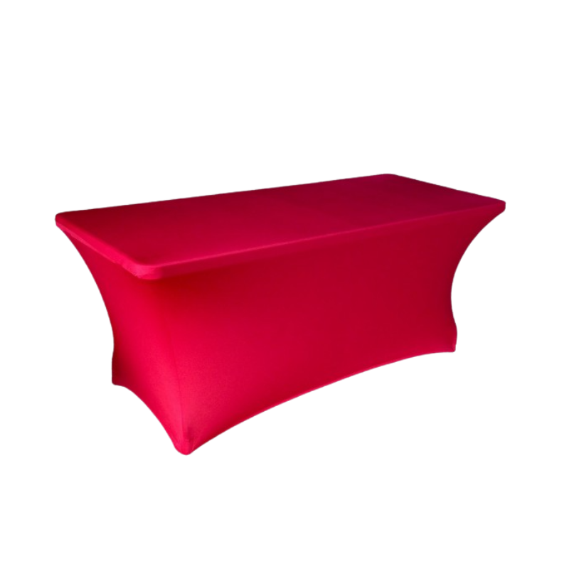 Red lycra stretch cover for HDPE table 122 x 76 cm - Visual 1