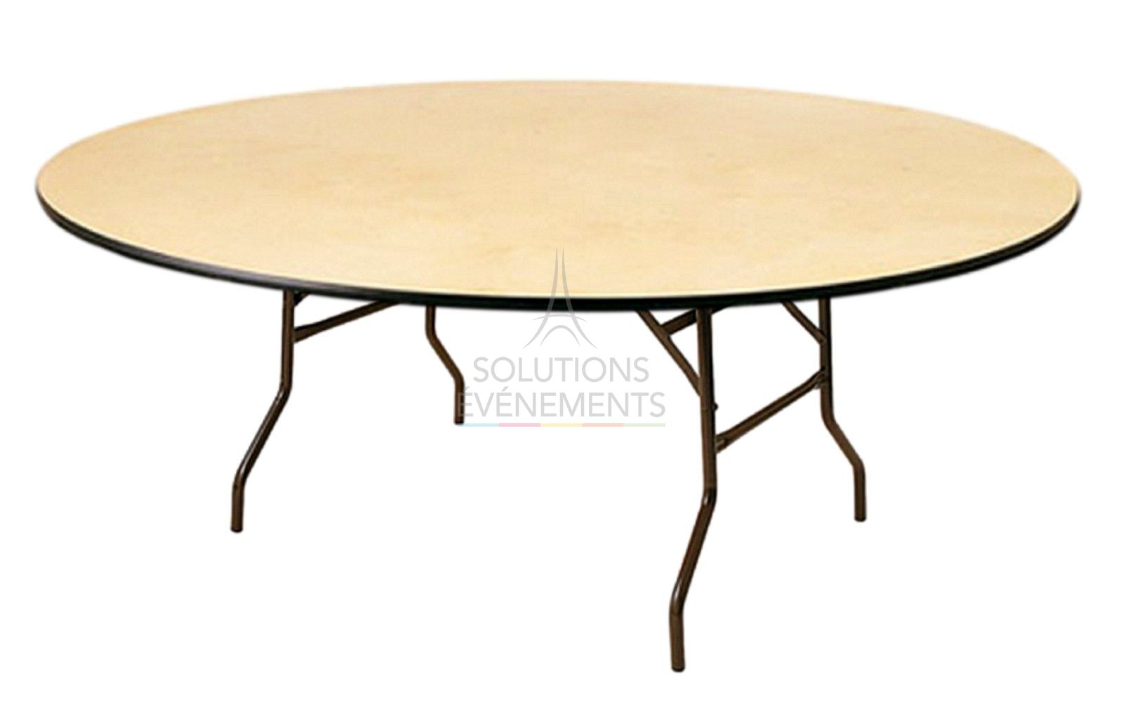 Location de table ronde en bois d'un diamètre de 180cm (10-12 personnes)