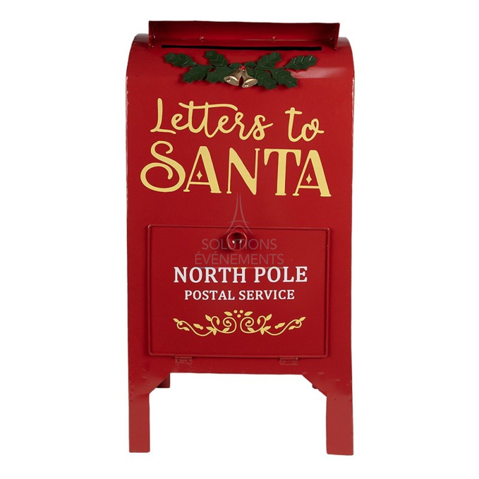 Red metal Christmas mailbox rental