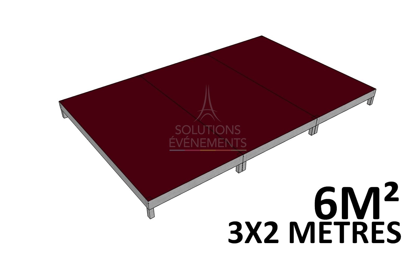 Location de scène, estrade, podium d'une hauteur de 20cm. Sans habillage