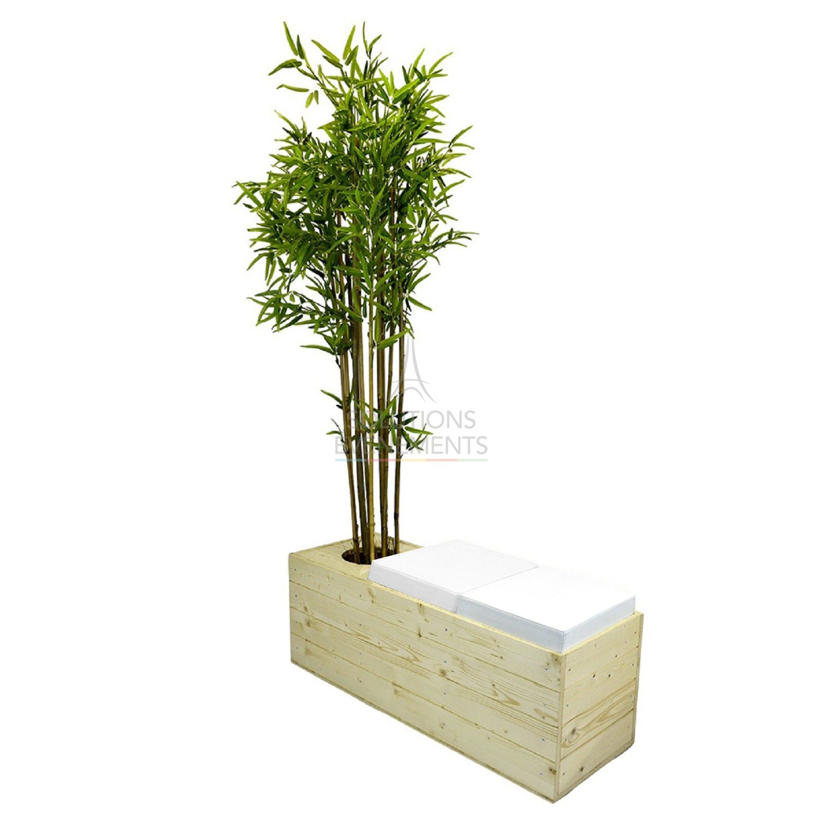 Eco-friendly wooden bench with planter for rent - 2 seats