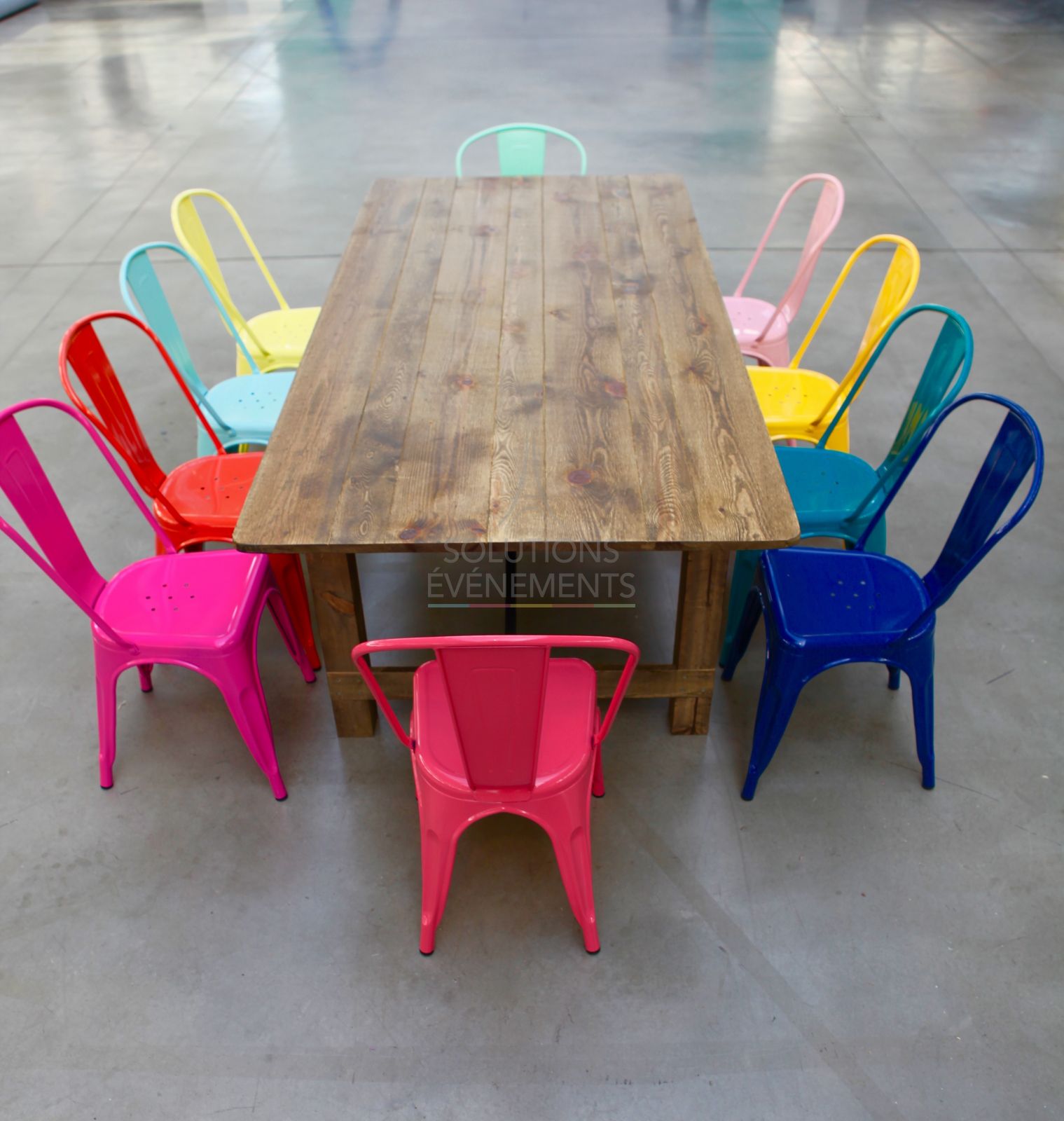 Sky blue industrial tolix chair - Visual 6