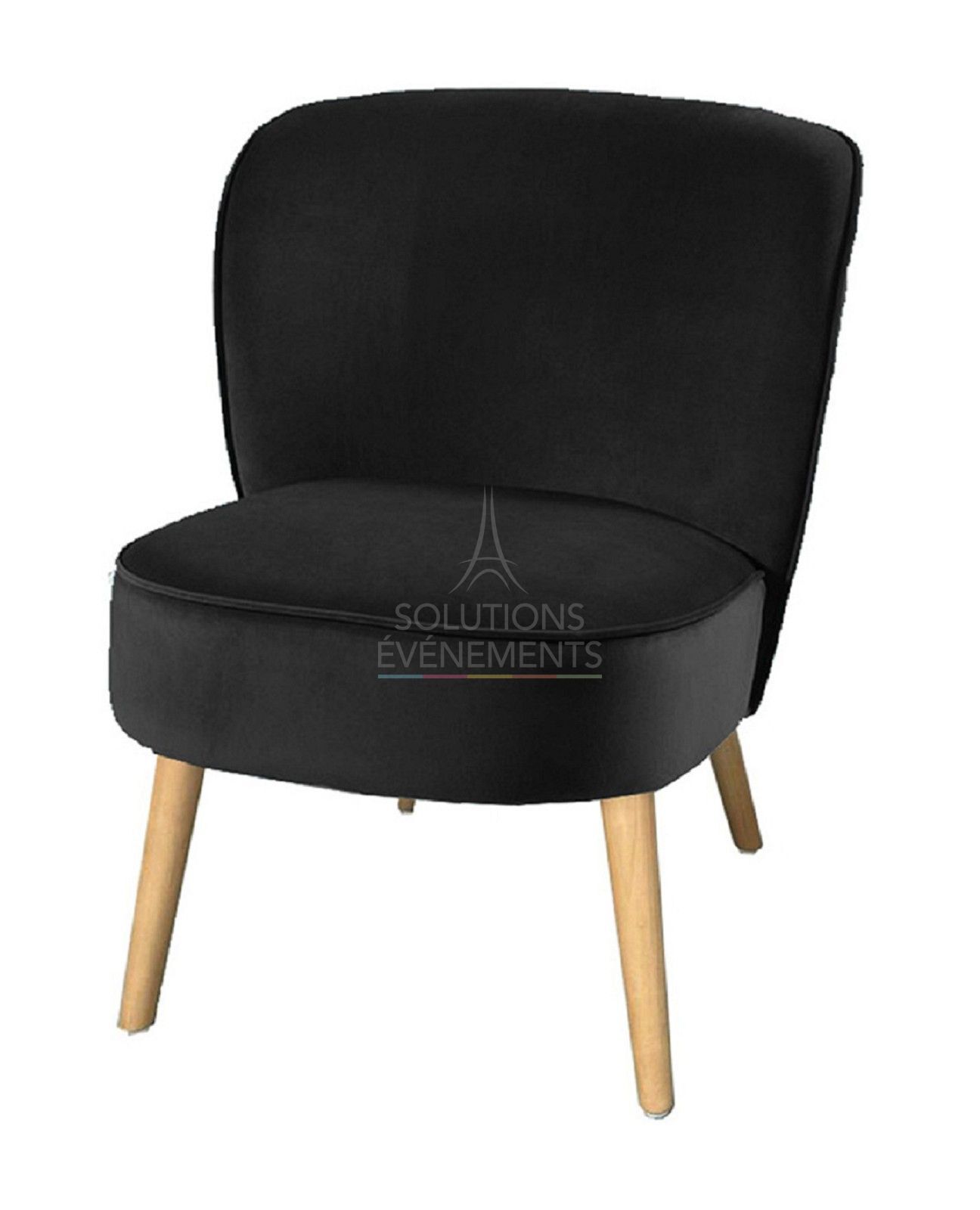 Location fauteuil bas crapaud en velours noir