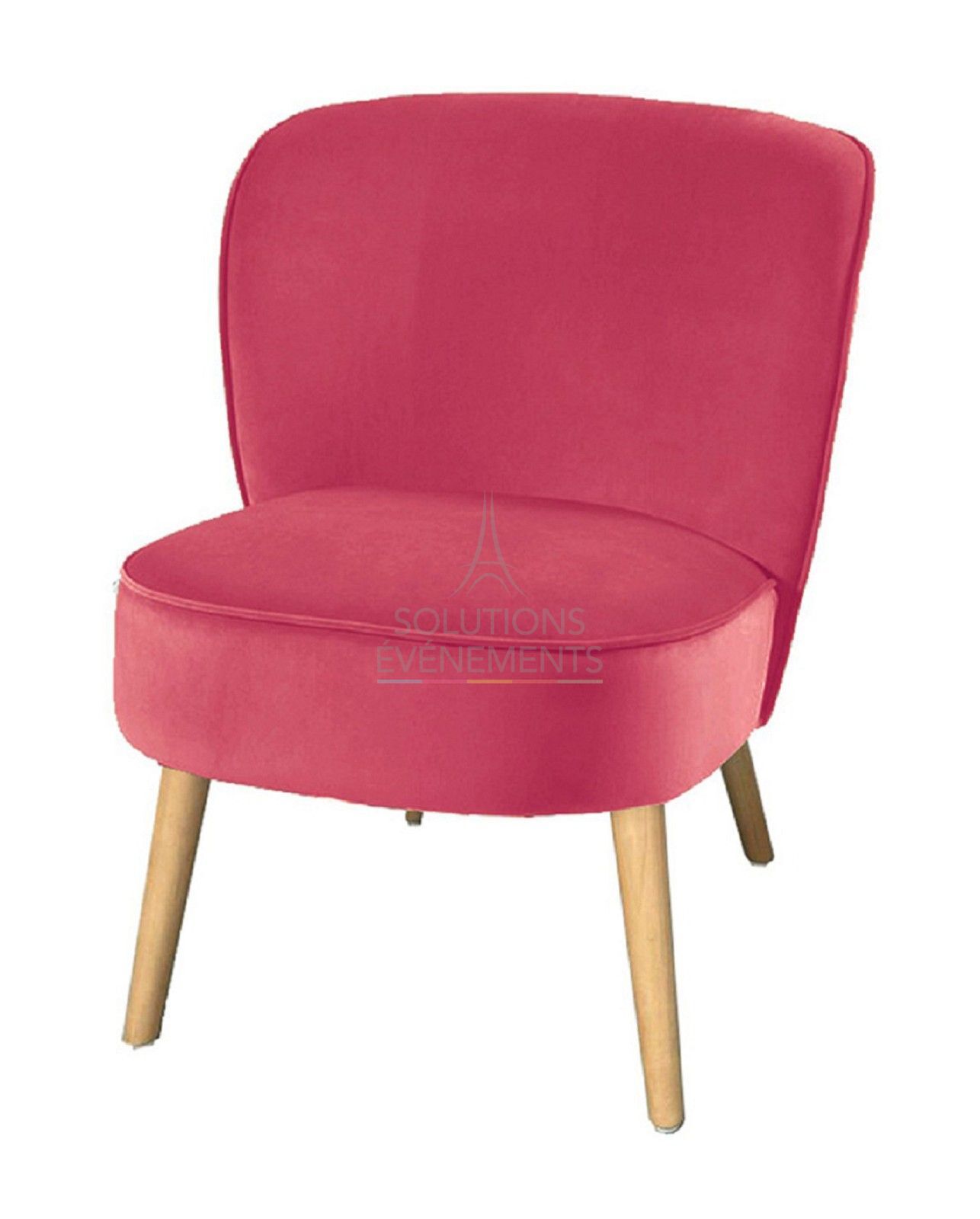Location fauteuil bas crapaud en velours rose fuchsia