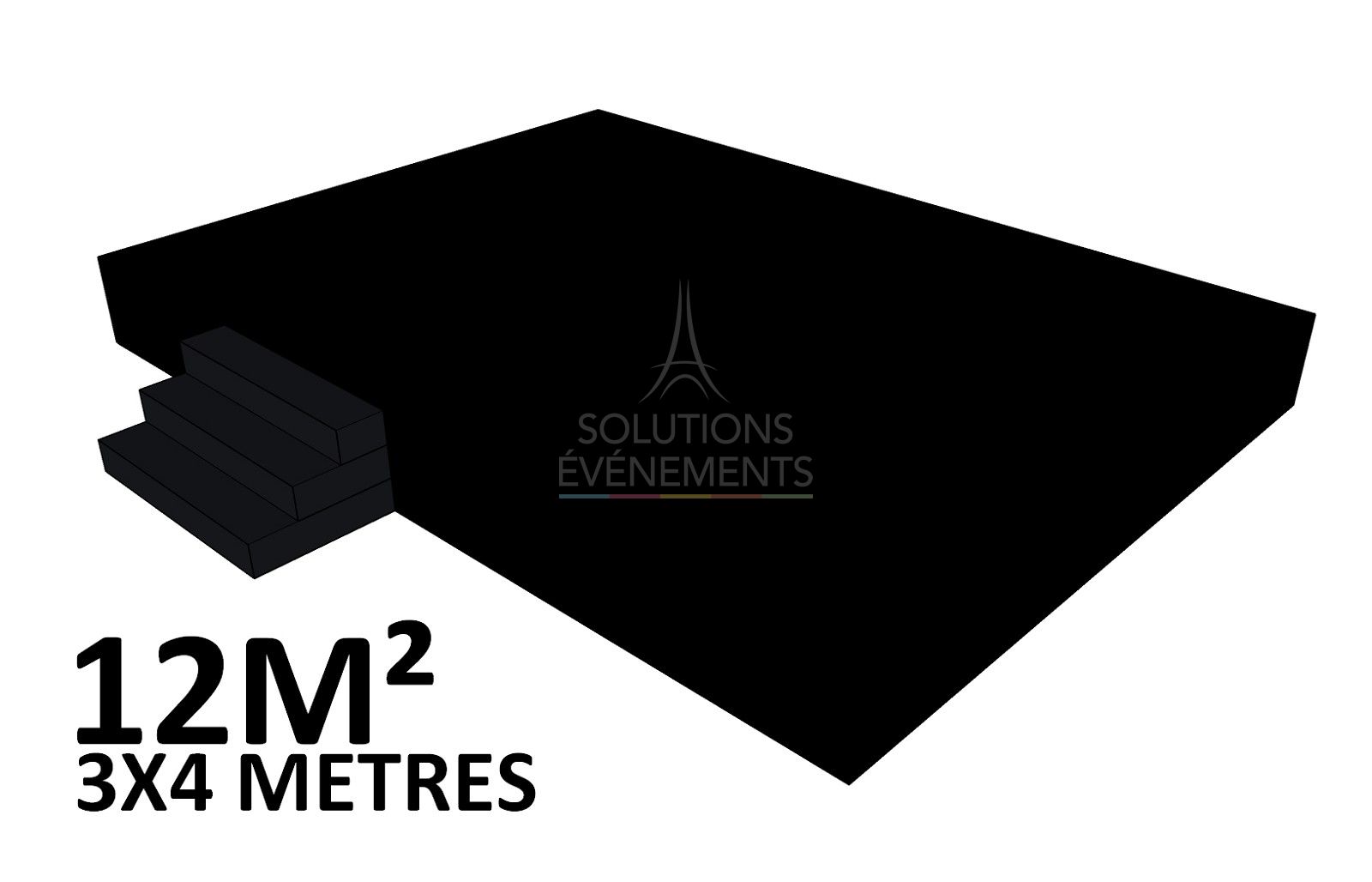 Podium 12m² habillé pour grande visibilité lors de cérémonie officielle