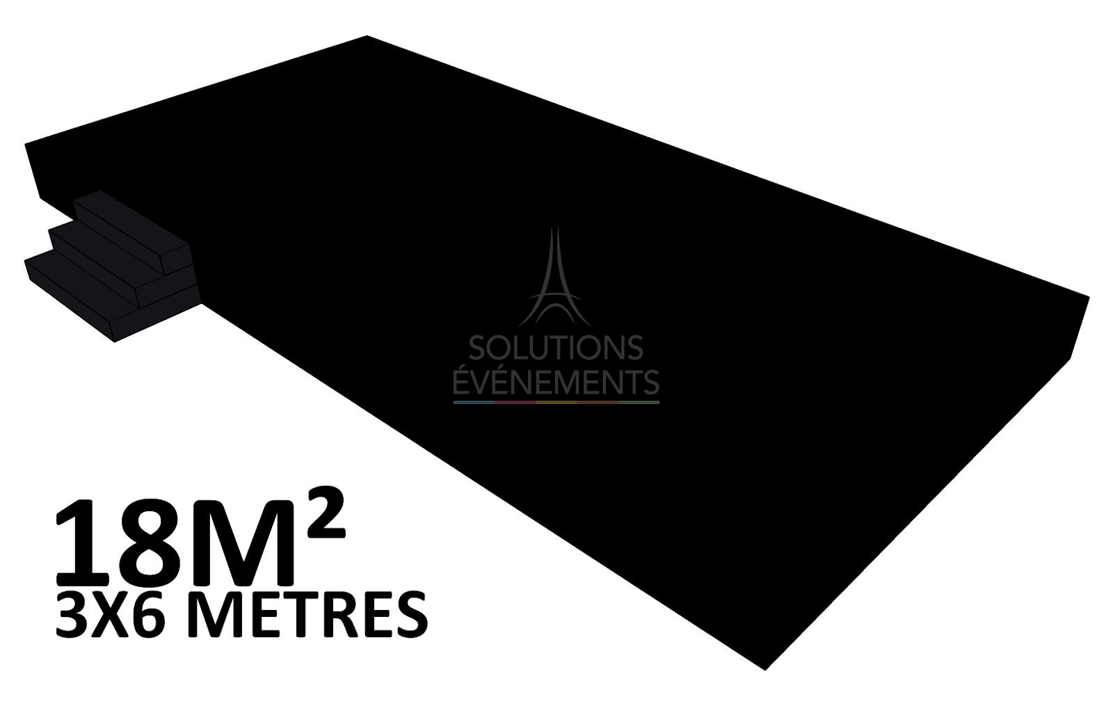 Rental of stage, platform, podium with a height of 60cm. Skirt and carpet covering included