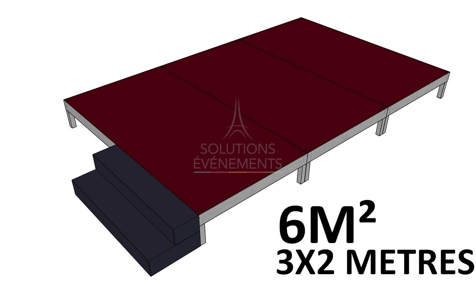 Rental of stage, stage, podium with a height of 40cm. Without covering