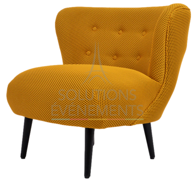 Location fauteuil tissu 3D jaune moutarde