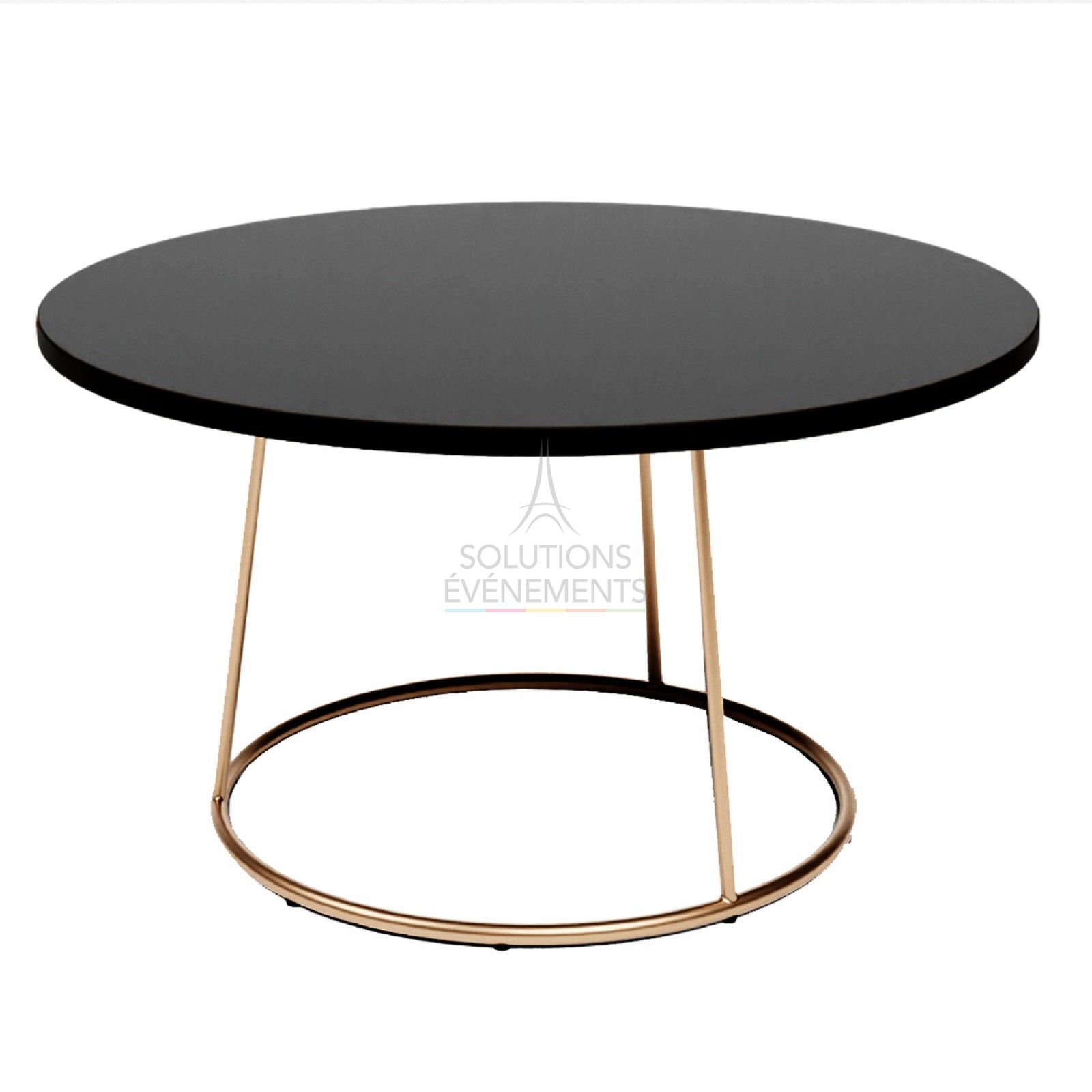 Location table basse chromé or avec plateau noir